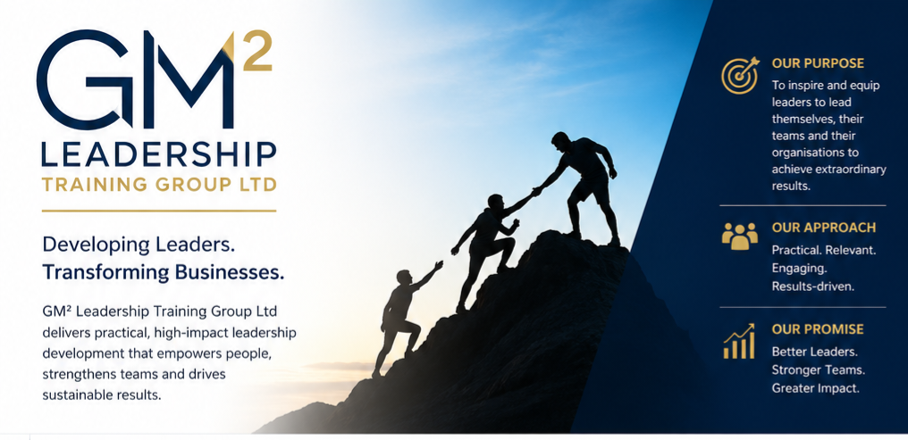 Three individuals climbing a rocky slope, representing teamwork and leadership development.